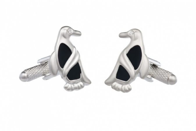 Penguin Cufflinks With Crystal Stone Eye